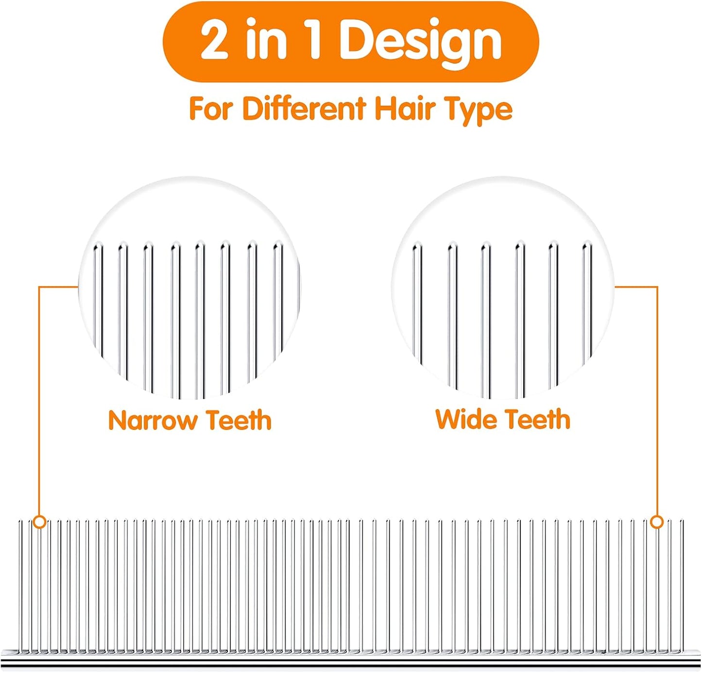 PETTOM anti static cat comb removing knots from long fur side angle