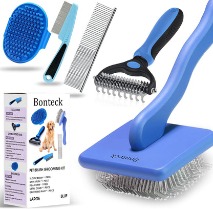 Bonteck Dog Slicker Brush for Dogs Grooming Kit 5PCS | Large Dog Brush for Goldendoodles Poodles Doodles | Long Pin Haired Brush | Poodle Brushes and Comb (Purple) - Image 10