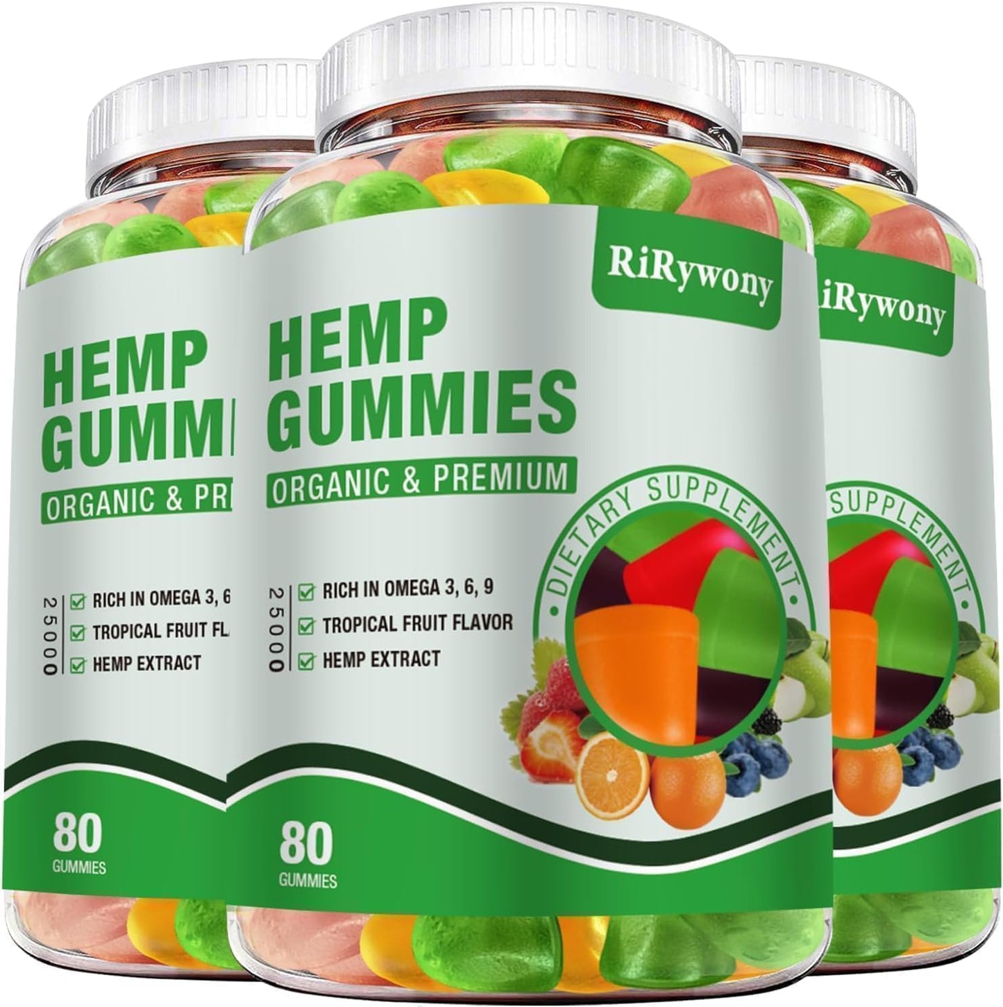 RiRywony Health organic hemp gummies 3 pack front view