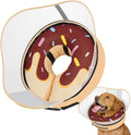 Supet Raised Inflatable Dog Cone front view on a large dog showing the brown donut design.