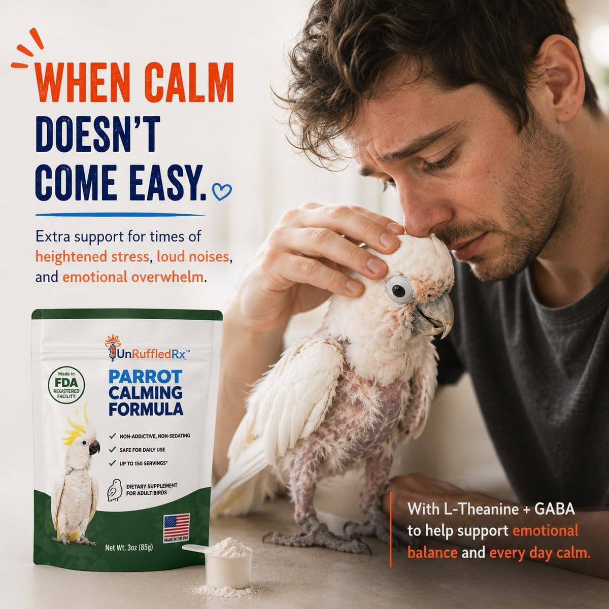 UnRuffledRx bird anxiety powder nutritional label details