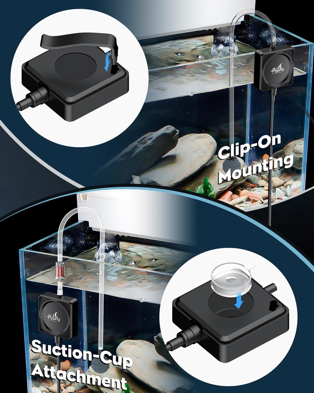 Pawfly aquarium air pump with included accessories kit