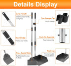 Adjustable long handle dog poop scooper standing upright on a garden lawn