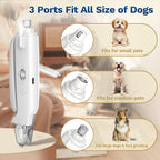 Quiet motor pet nail file being used on a large dog paw.