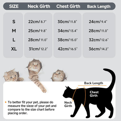 Yternal cat recovery suit showing rear access design