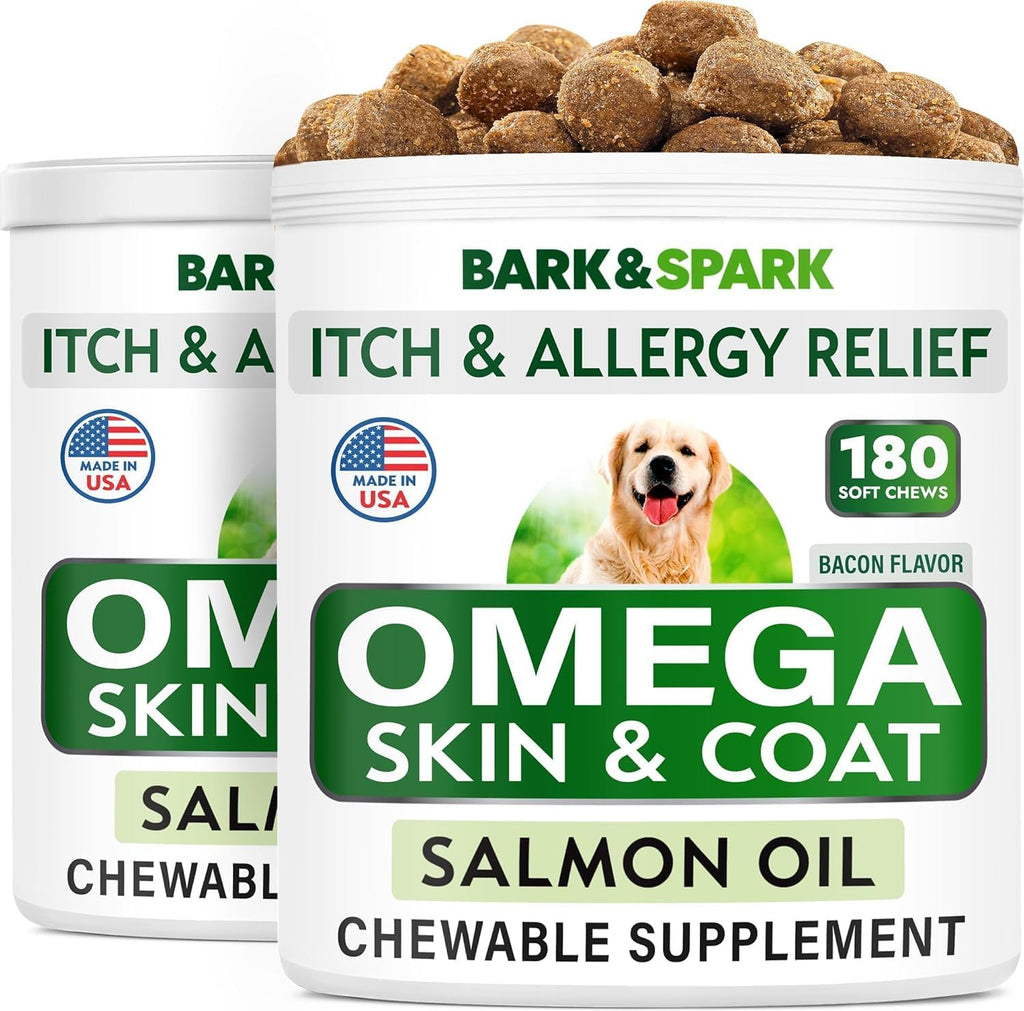 BARK&SPARK Omega 3 for Dogs - 180 Fish Oil Treats for Dog Shedding, Skin Allergy Chews, Itch Relief, Hot Spots Treatment - Joint Health - Skin and Coat Supplement - EPA & DHA Fatty Acids - Salmon Oil - Image 11