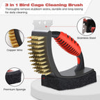 Red QBLEEV three in one triangle brush with copper bristles for cages