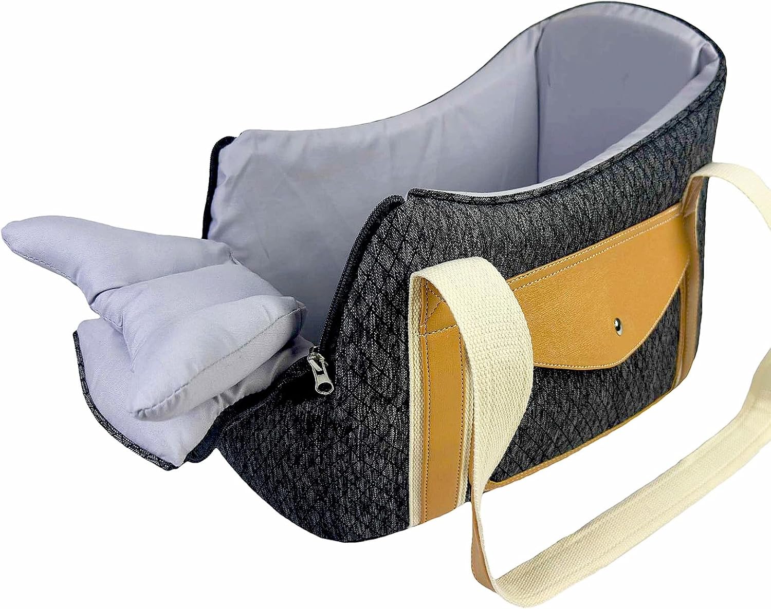 BatlFrist dog purse carrier front view showing black checkered mesh fabric