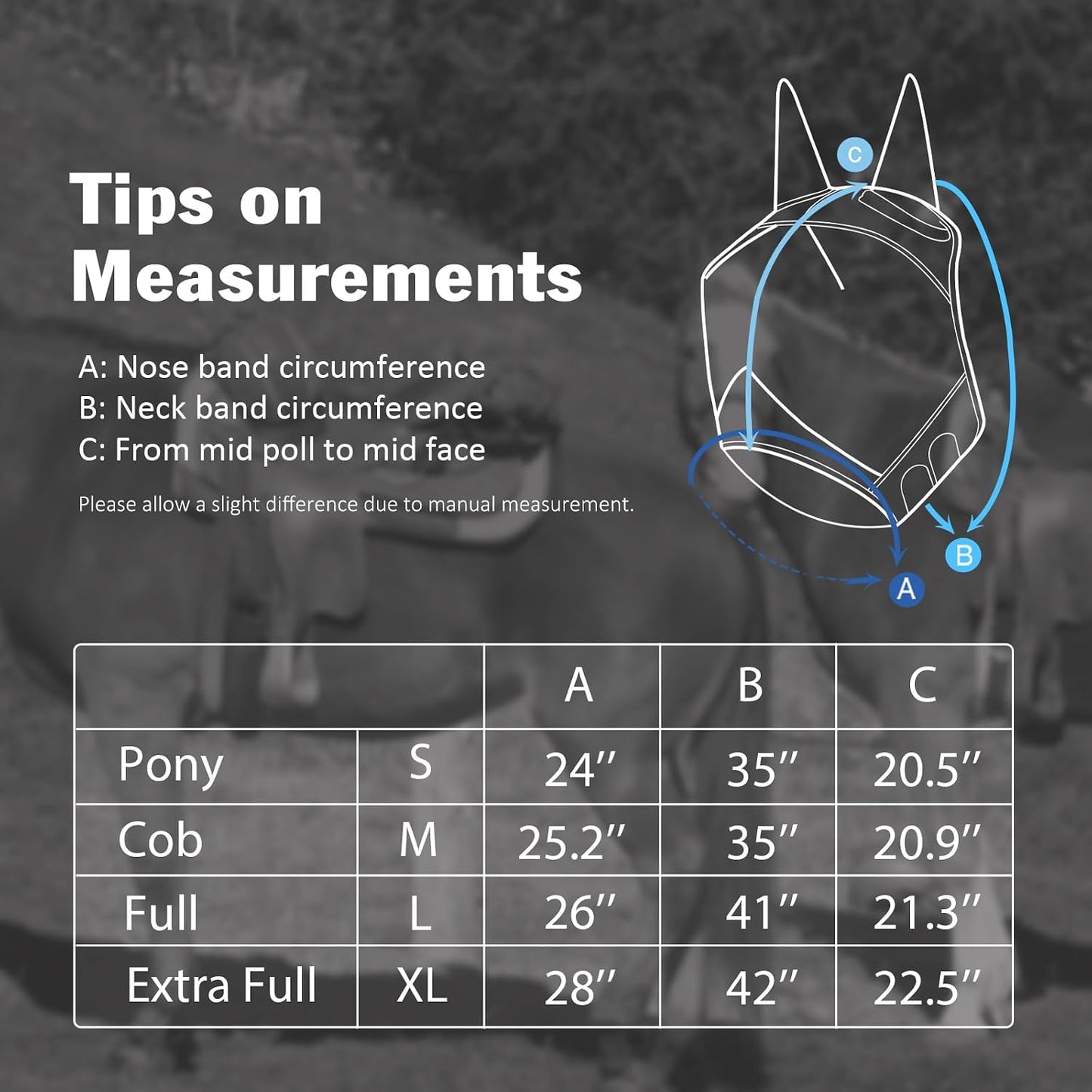 Full view of Harrison Howard Pro Luminous fly mask with ears