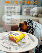 Unibono professional pet grooming set including a cleaning brush and clipper maintenance oil.