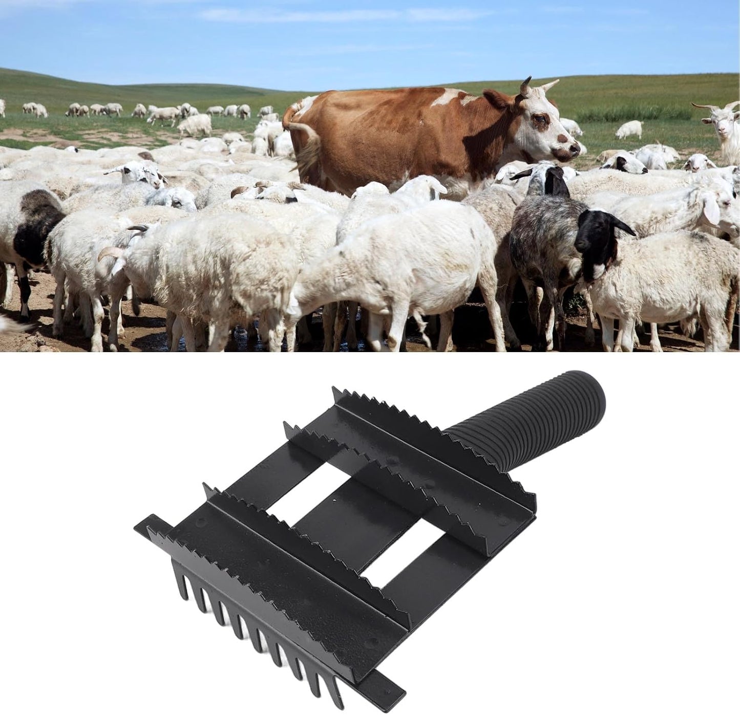 Durable iron hair rake for cow itch relief and mud removal