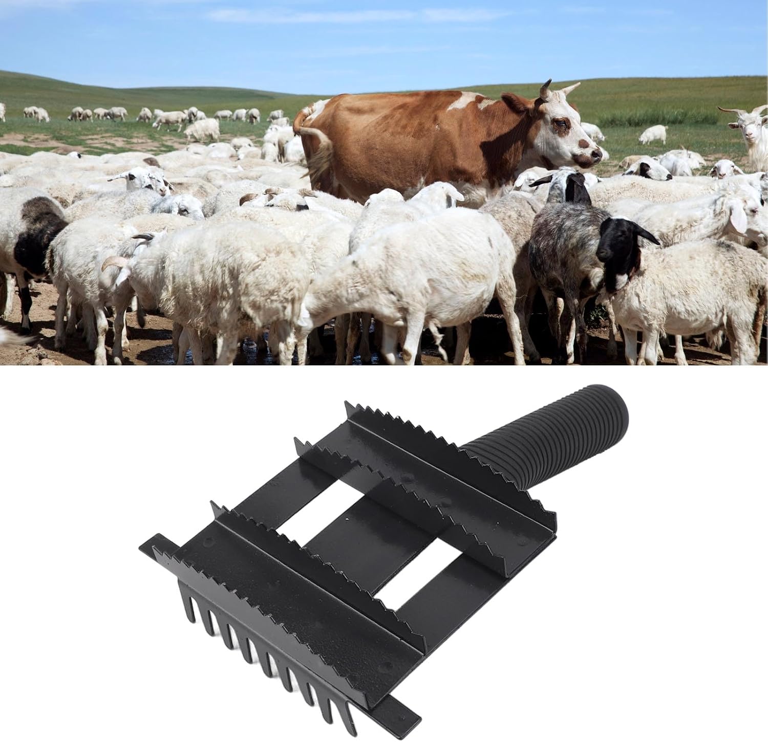 Durable iron hair rake for cow itch relief and mud removal