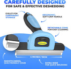 Ergonomic non-slip rubber handle of the DakPets blue pet brush