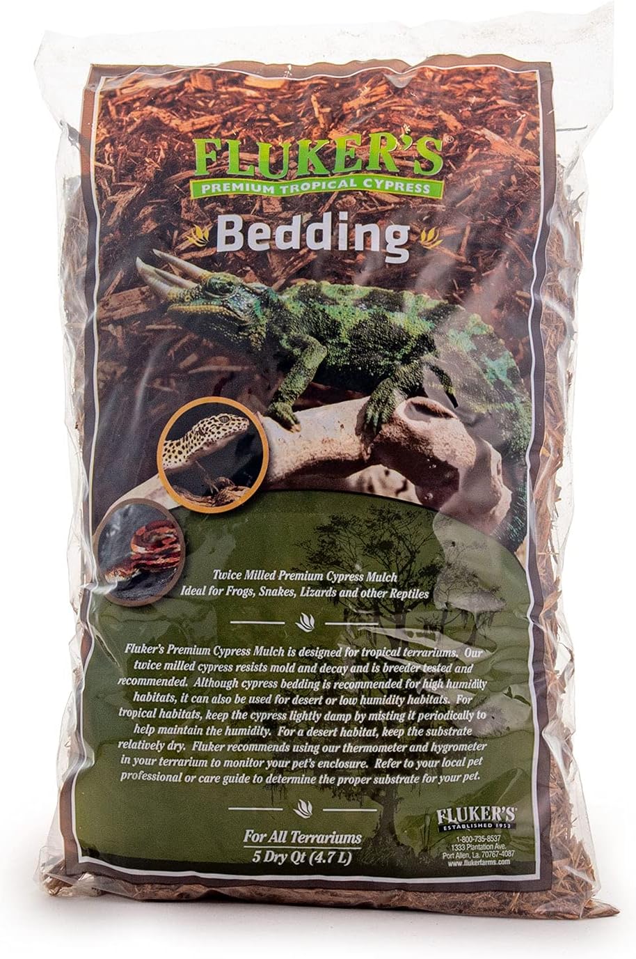 Twice-milled natural cypress mulch substrate texture close up for terrariums