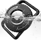 DDJ waterproof pet collar airtag holder front view showcasing rugged black carbon fiber texture