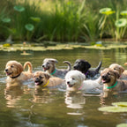 FdcLixuvol newborn pet ID bands being adjusted to demonstrate the flexible fit for small puppy breeds.