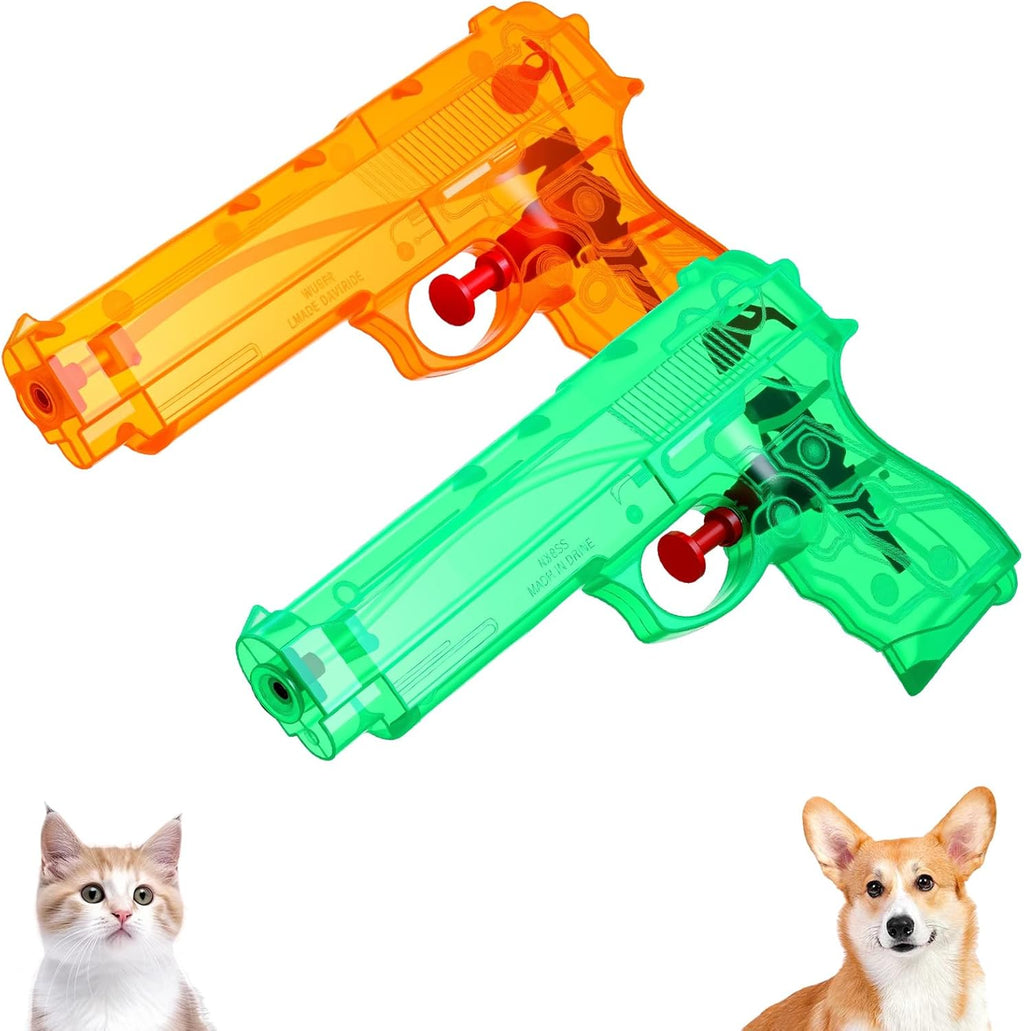 Geelin pet training squirt spray two pack front view showing bright color water pistols for dog and cat behavior correction.