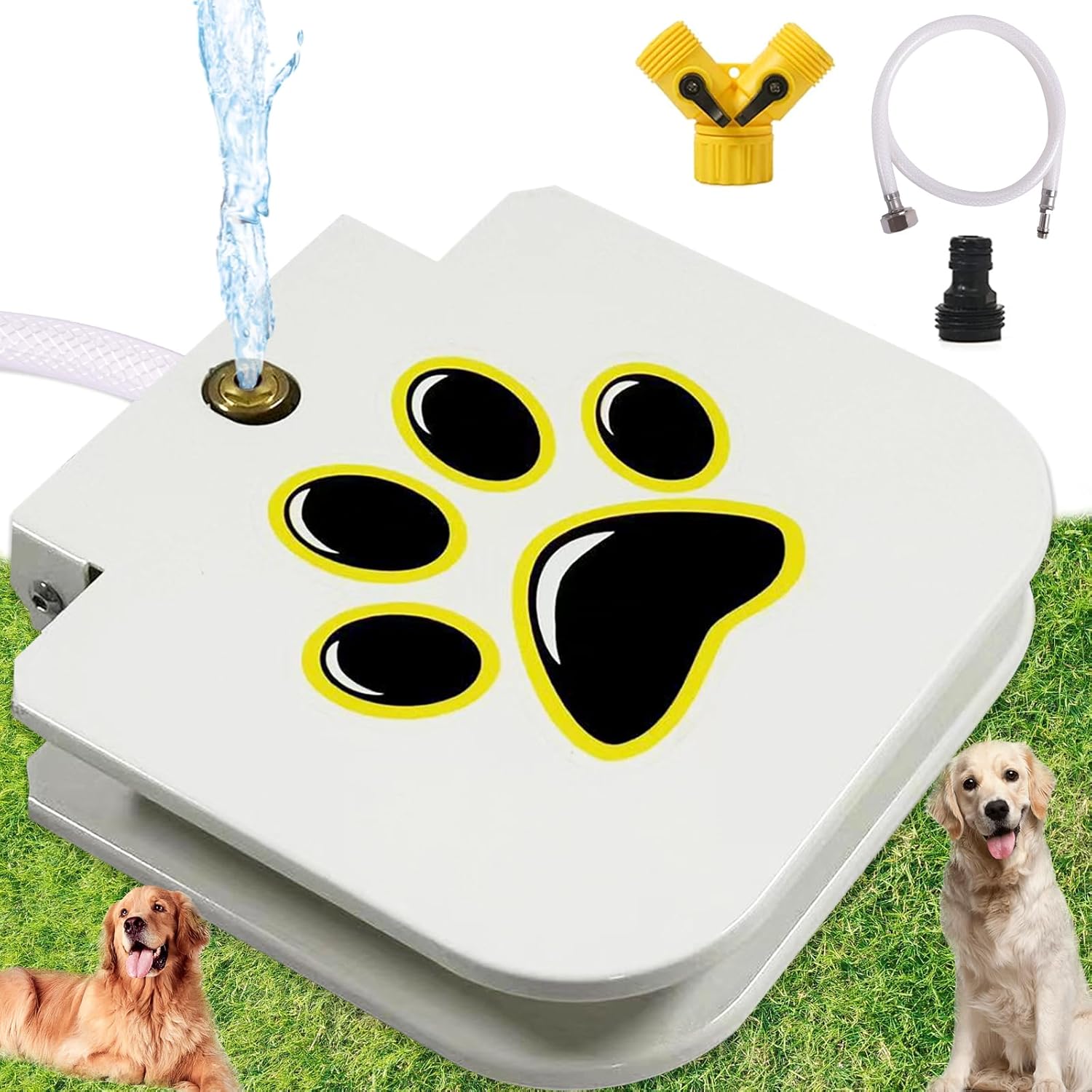 Draroad outdoor dog step on water fountain front view