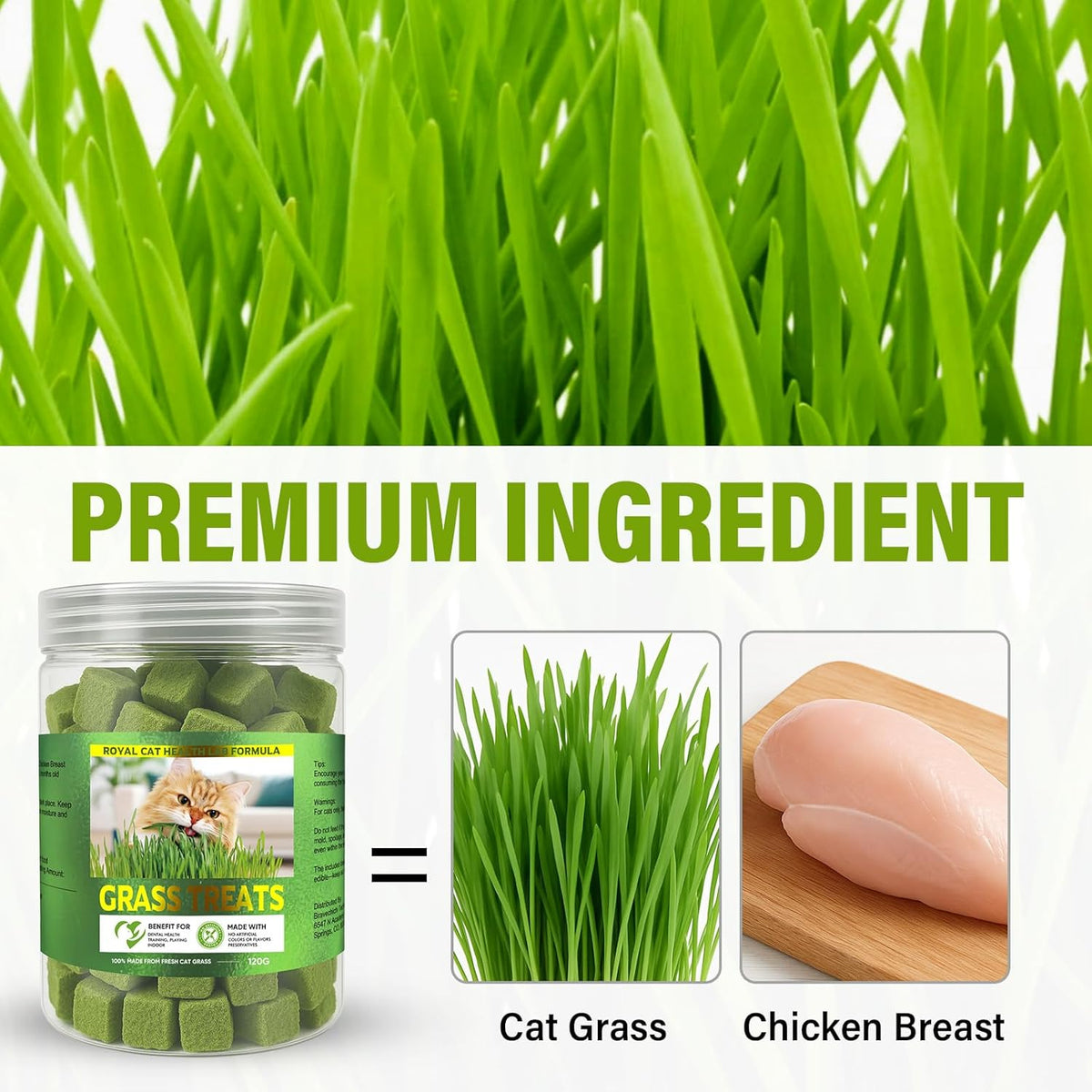 Nutrient rich green treats for hairball control and digestive health support