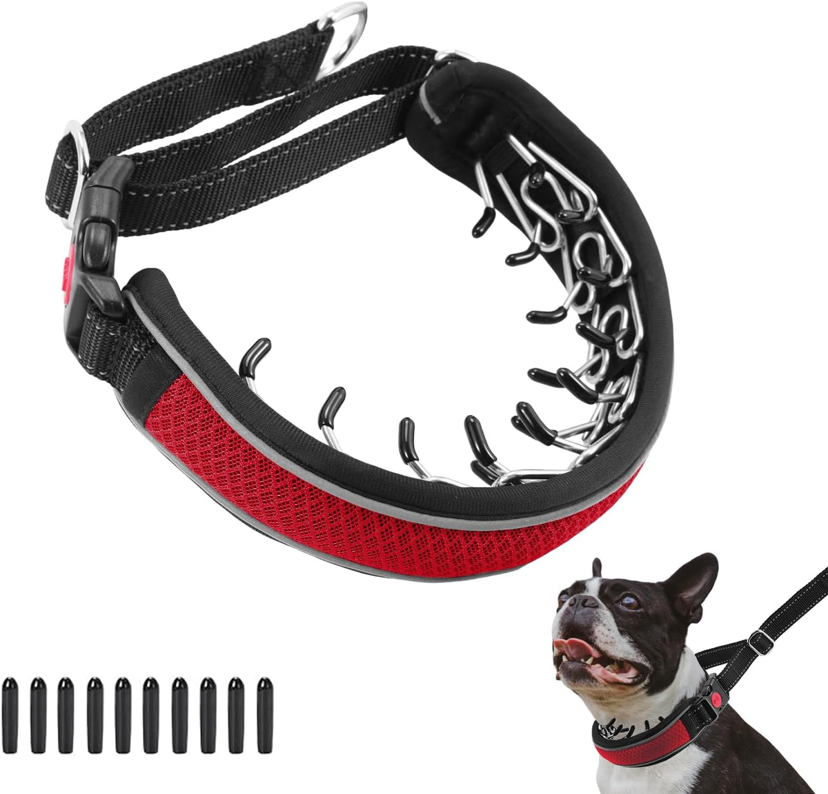 Martingale No Pull Dog Collar for Large Medium Dogs Training Walking, Heavy Duty Nylon Reflective Adjustable Anti Pull Slip Collar with Buckle S Black - Image 12