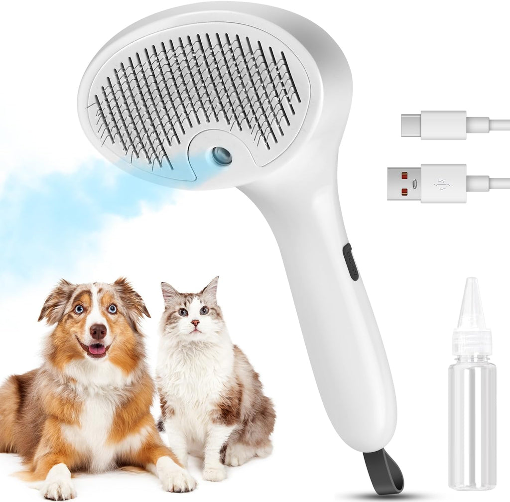 Pet Steam Brush for Indoor Cats & Dogs, Self Cleaning Cat Brush for Shedding & Grooming Supplies, Anti-Static & Anti-Flying Hair Water Mist Spray Hair Removal Comb for Long & Short Haired Animals - Image 10