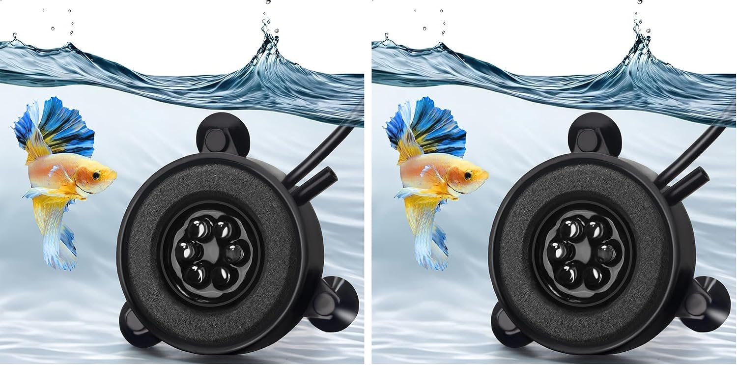 Lifestyle shot of DaToo LED air stone in a decorative fish tank