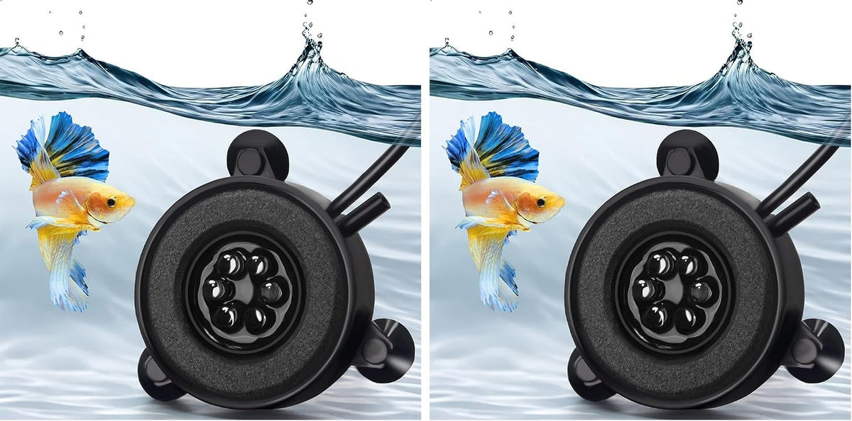 Lifestyle shot of DaToo LED air stone in a decorative fish tank