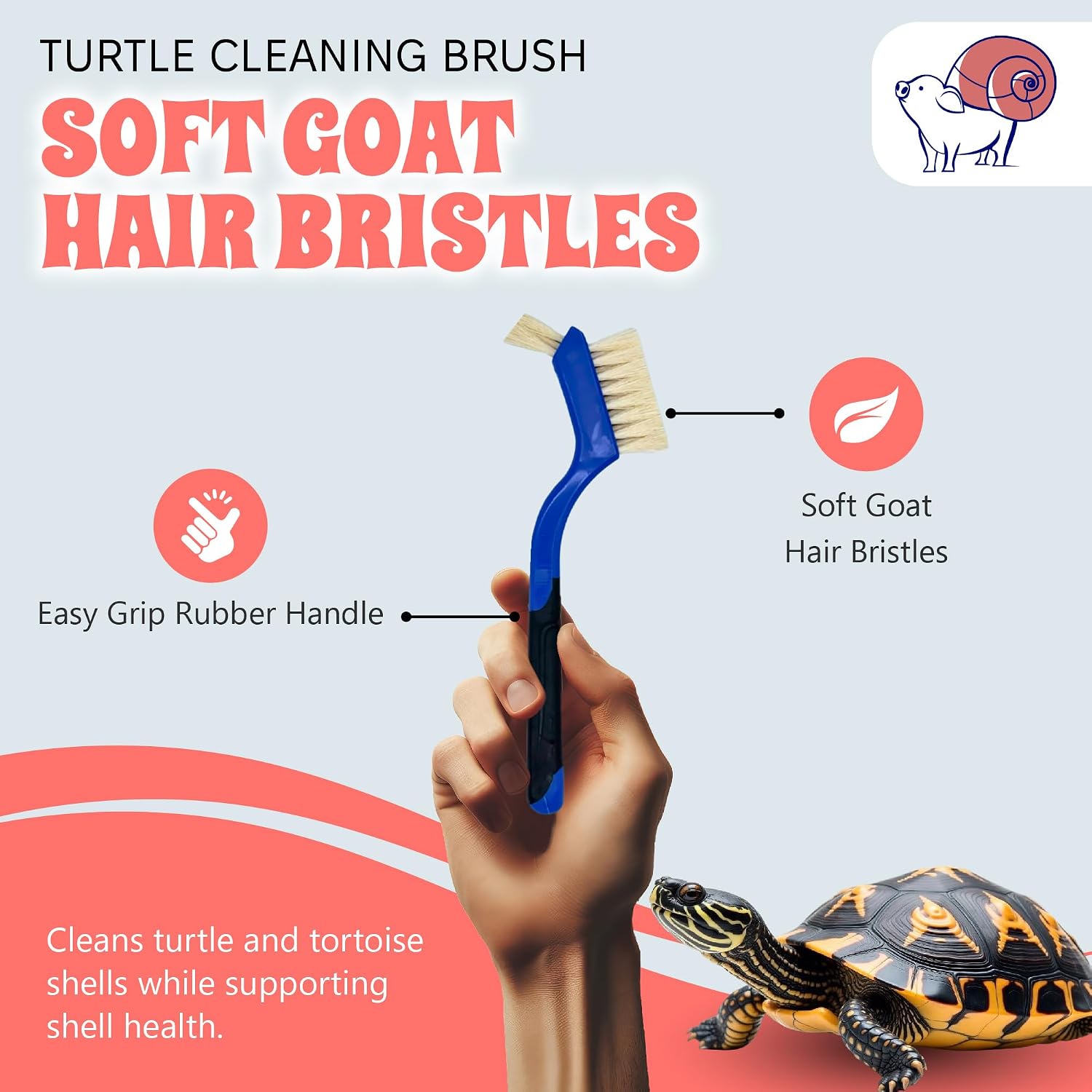 Soft natural goat hair bristles on a pet tortoise shell brush