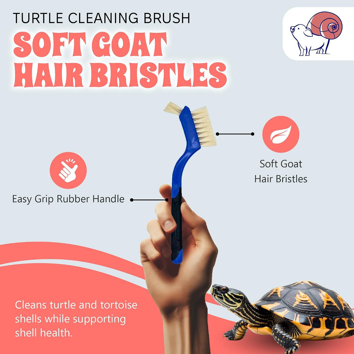 Snout And Shell Turtle Cleaning Brush blue goat hair bristles close up