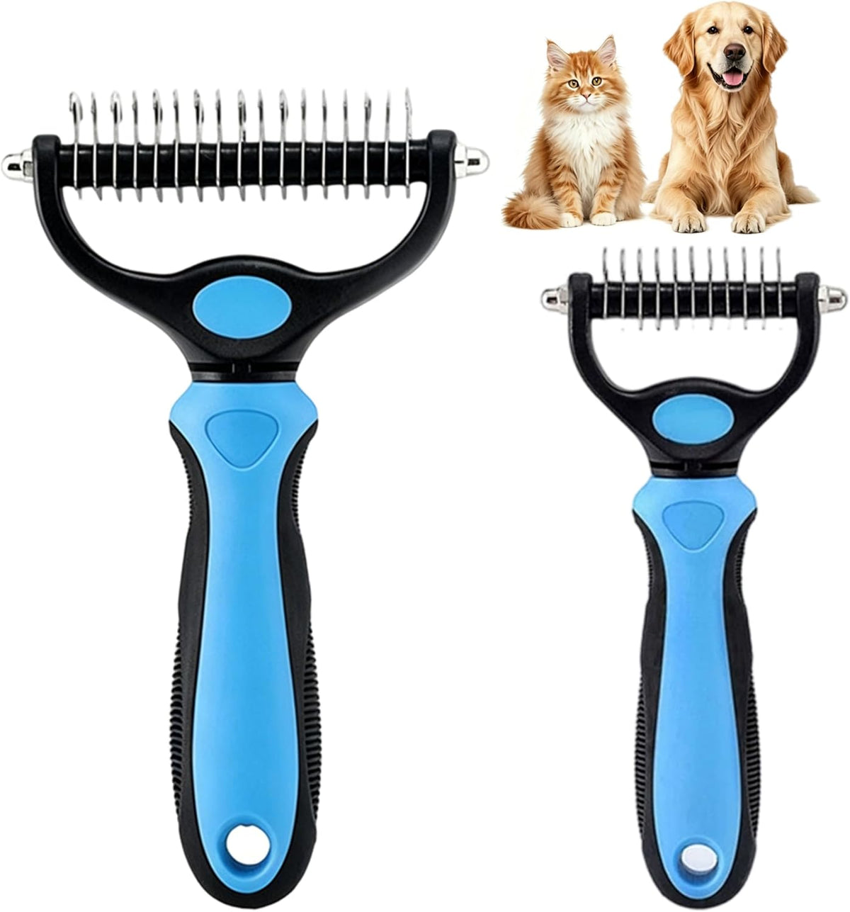 Dematting Comb for Dogs and Cats, Undercoat Rake Pet Brush for Long Hair, Deshedding Dog Brush Removes Tangles Knots and Loose Fur, Grooming Tool for Thick Coats (Blue L) - Image 13
