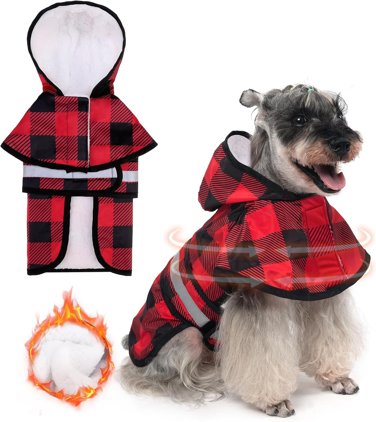 KOOLTAIL Dog Raincoat Hooded Slicker Poncho with Leash Hole, Raincoat for Small Medium Dogs, Waterproof Doggie Rain Jacket with Reflective Strip, Adjustable Breathable Plaid Puppy Rainwear,Beige S - Image 13