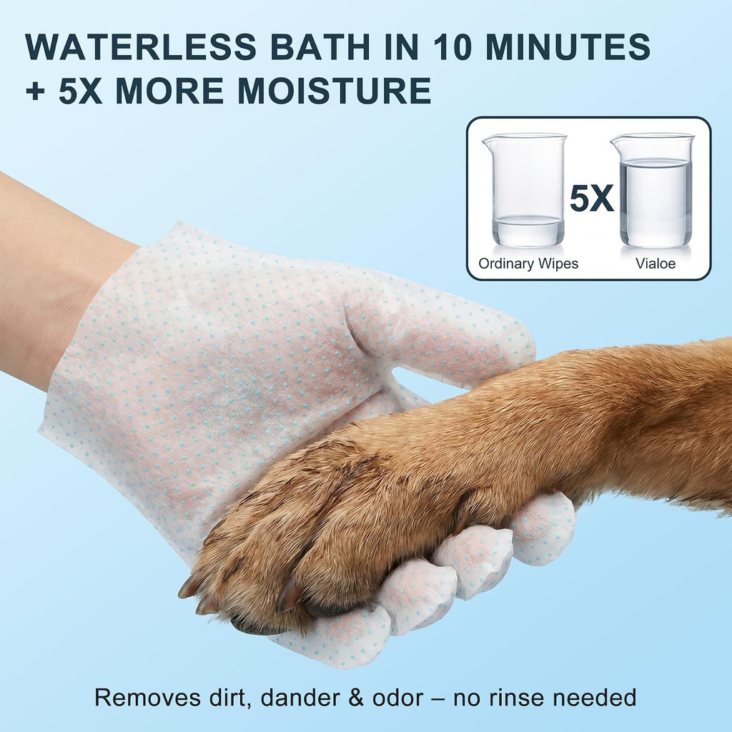 Close up of the honey and shea butter infused pet wipes material texture