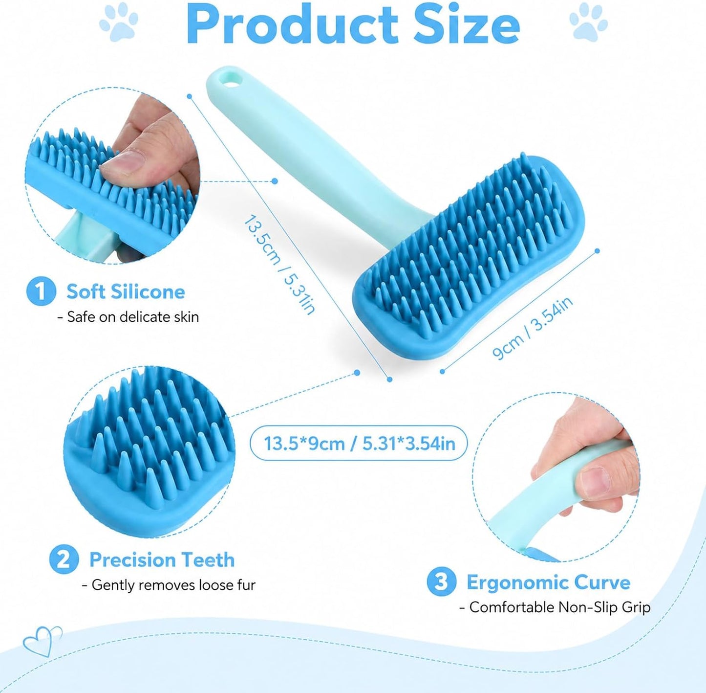 Soft silicone bristles of the Sulikjhui pet brush