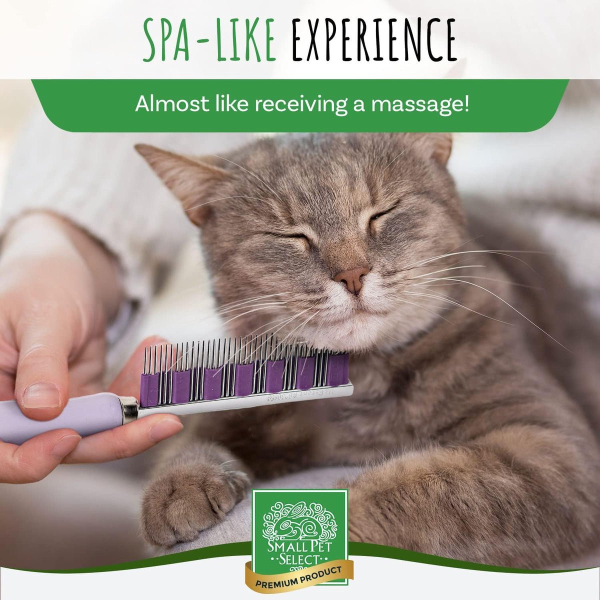 Small Pet Select Hair Buster Comb wooden handle detail