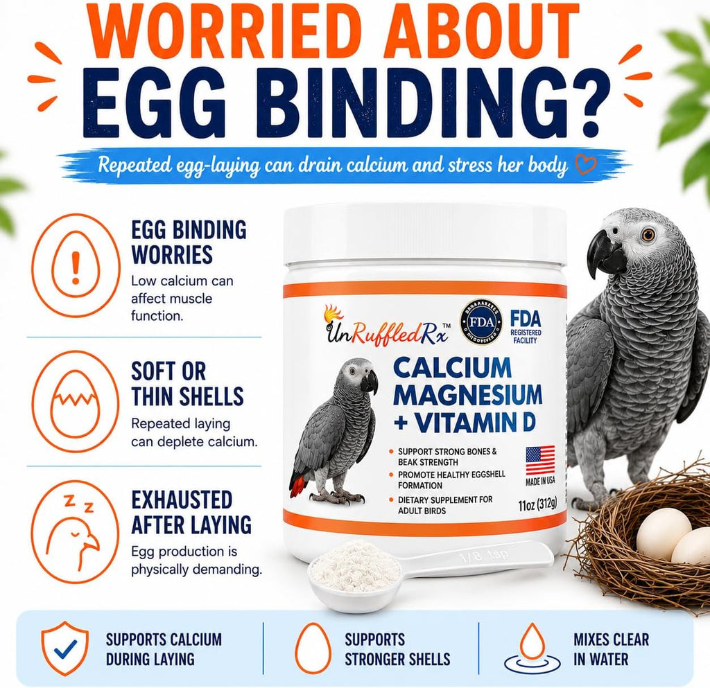 UnRuffledRx avian supplement powder texture and label details