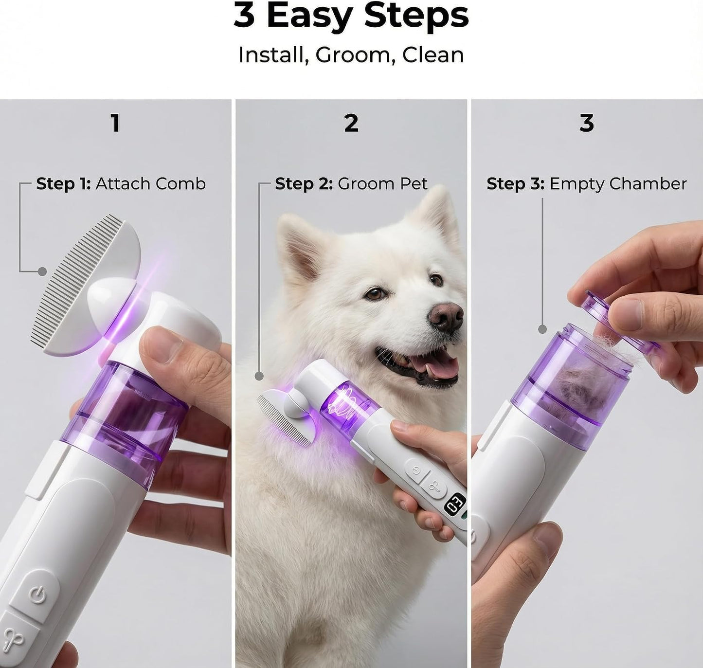 Transparent collection chamber showing flea vacuum suction action