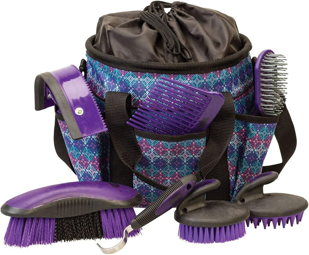 Weaver Equine Horse Grooming Kit, 7-Piece Horse Brush Set with Organizer Tote Bag, Hoof Pick, Comb, Sweat Scraper, Equine Tools for Daily Grooming, Black/Beige - Image 12