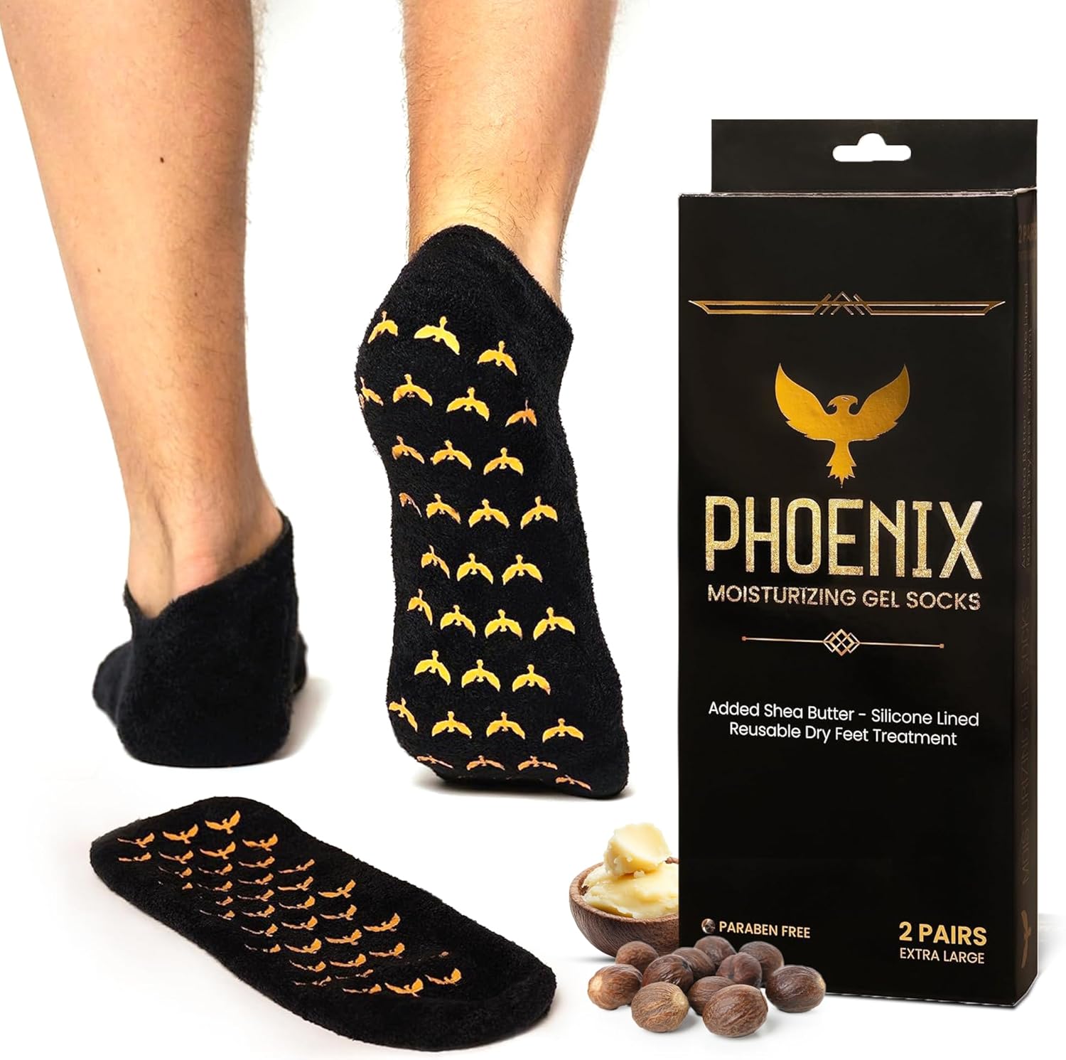 Phoenix Foot Peel extra large moisturizing gel socks for men 2 pairs