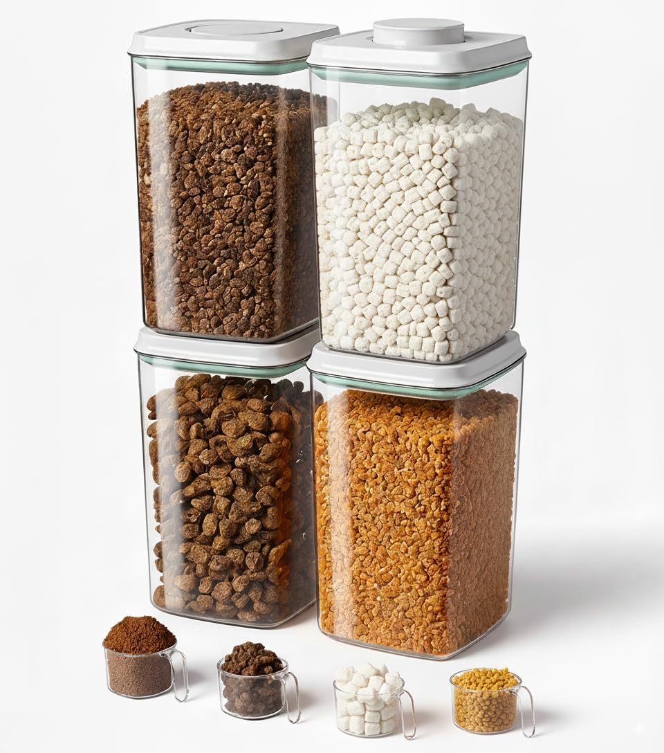 Ankou Dog Food Storage Container with 130ml Scoop - 4L/4.2qt Airtight Dog Food Container for Kibble & Treats, BPA-Free Cat Food Storage Container, Stackable Pop Lid Plastic Container with Lid - Image 11