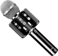 FINYIORE wireless bluetooth karaoke microphone front view displaying control buttons and mesh filter