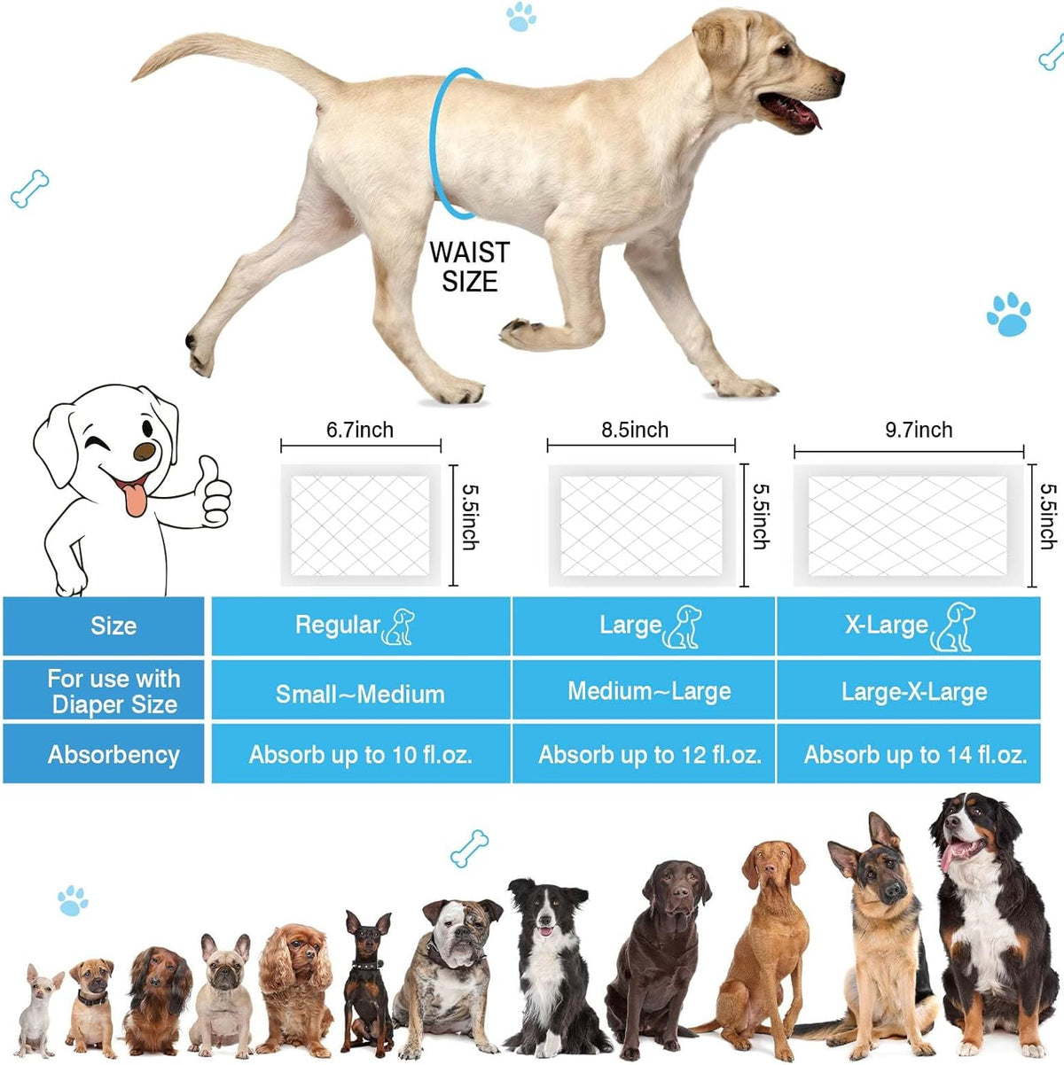 Dog Diaper Liners for Dog Diapers Male and Female 150ct Super Absorption Disposable Booster Pads for Most Reusable Pet Belly Bands, Washable Puppy Diapers Wraps - Image 5