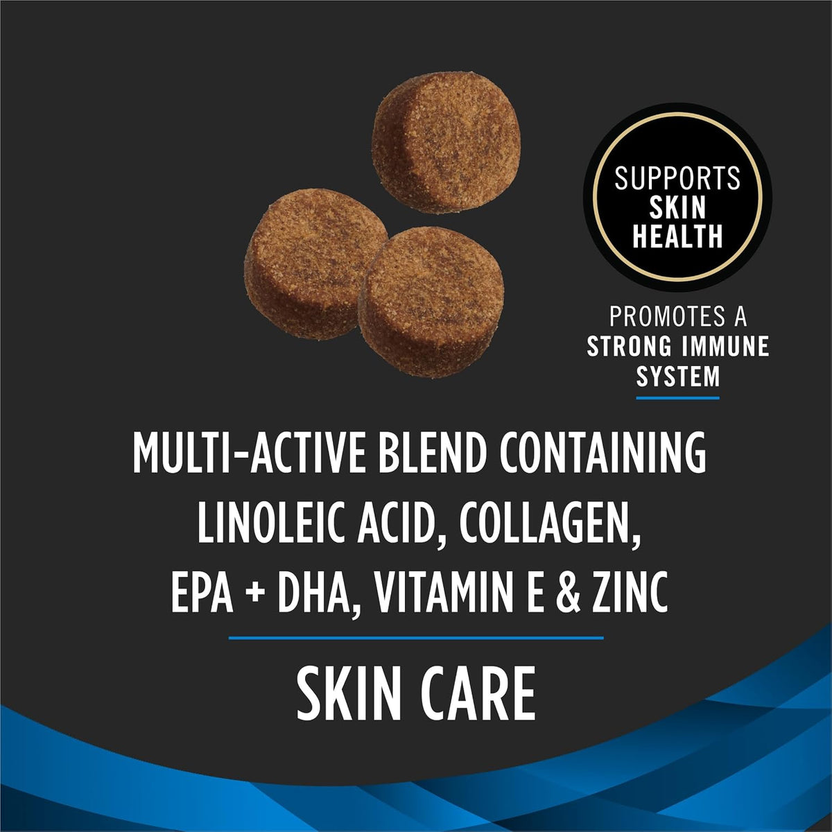 Purina Pro Plan Skin Care soft chews packaging showing omega three ingredients