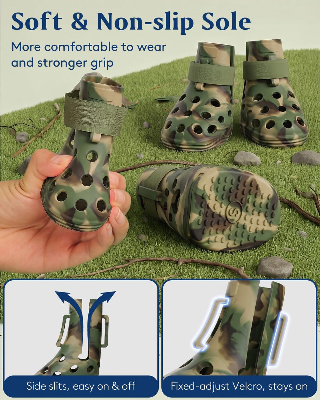 Side profile of Solowinner non-slip dog paw protectors