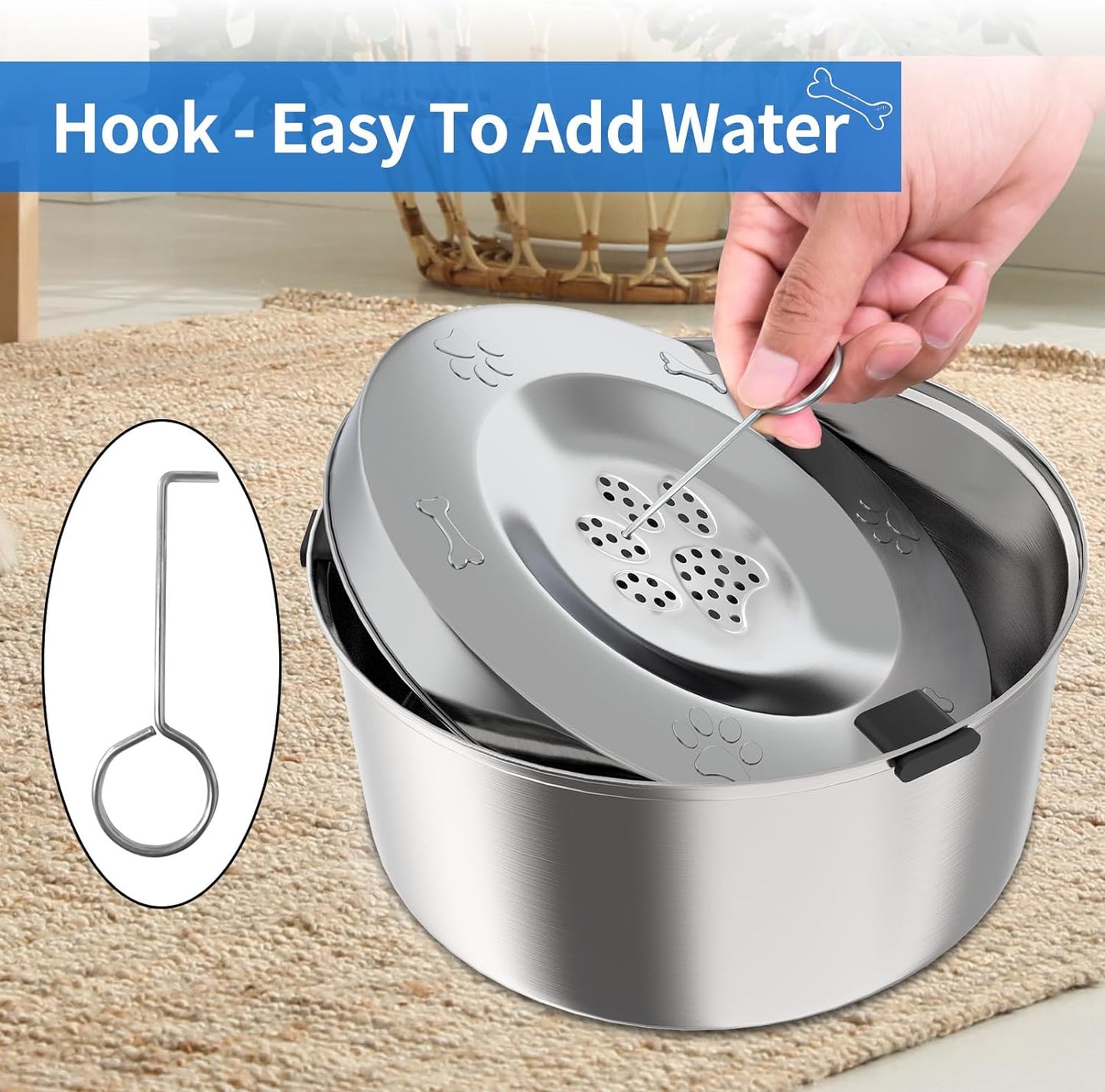 Durable food grade rust resistant metal pet bowl for multi dog households.