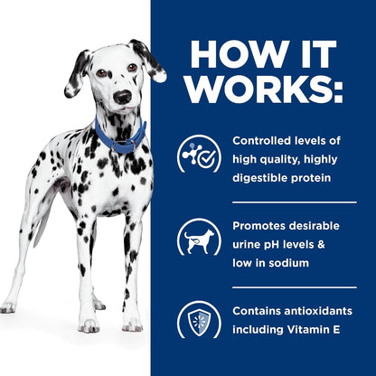Premium veterinary therapeutic diet dog food for urate and cystine stone control
