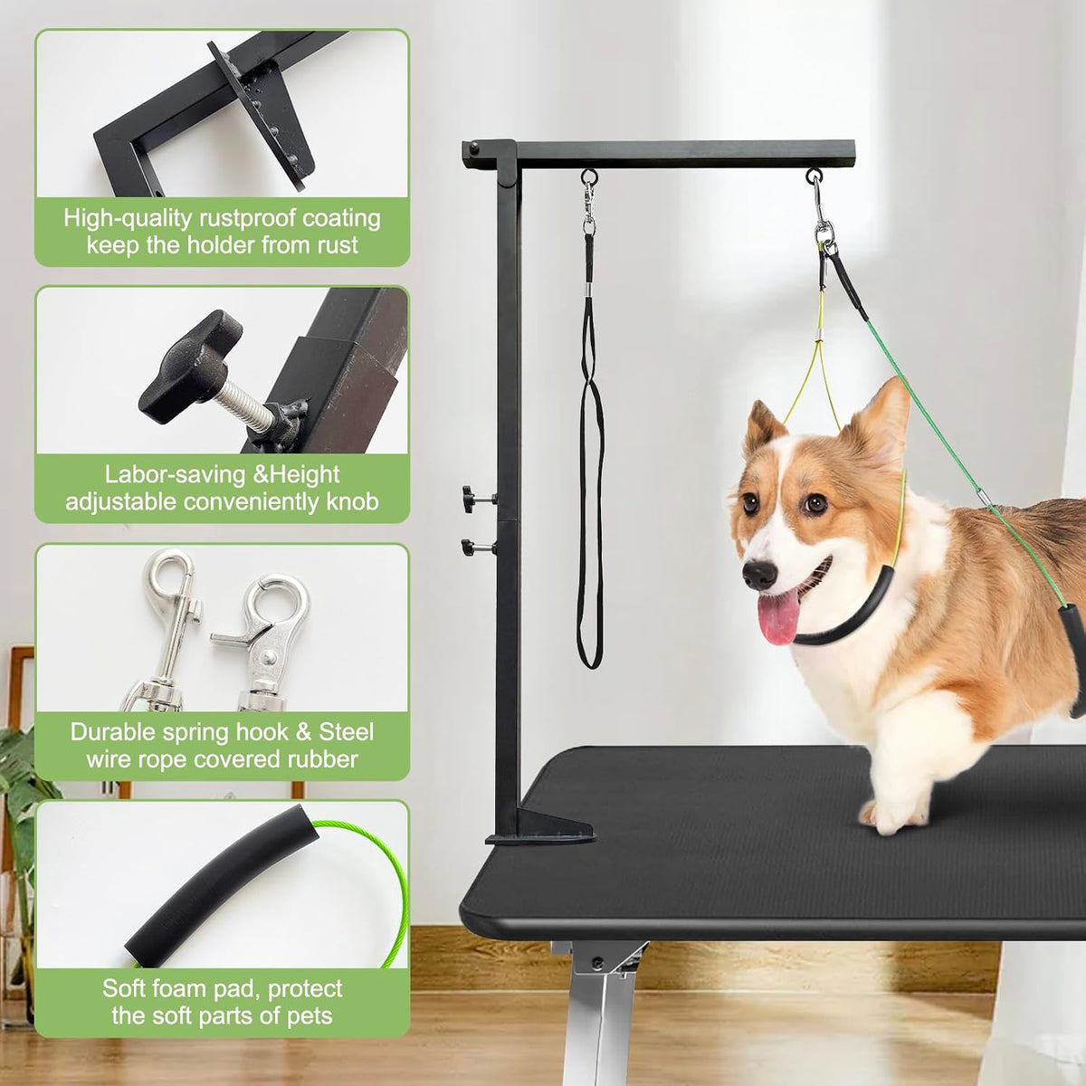 Dog grooming arm showing no sit haunch holder and loop