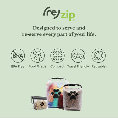 Water-resistant exterior of the Rezip pet bag protecting contents from outdoor moisture.