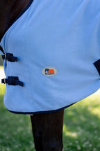 TuffRider horse fleece sheet close up on the adjustable belly strap detailing.