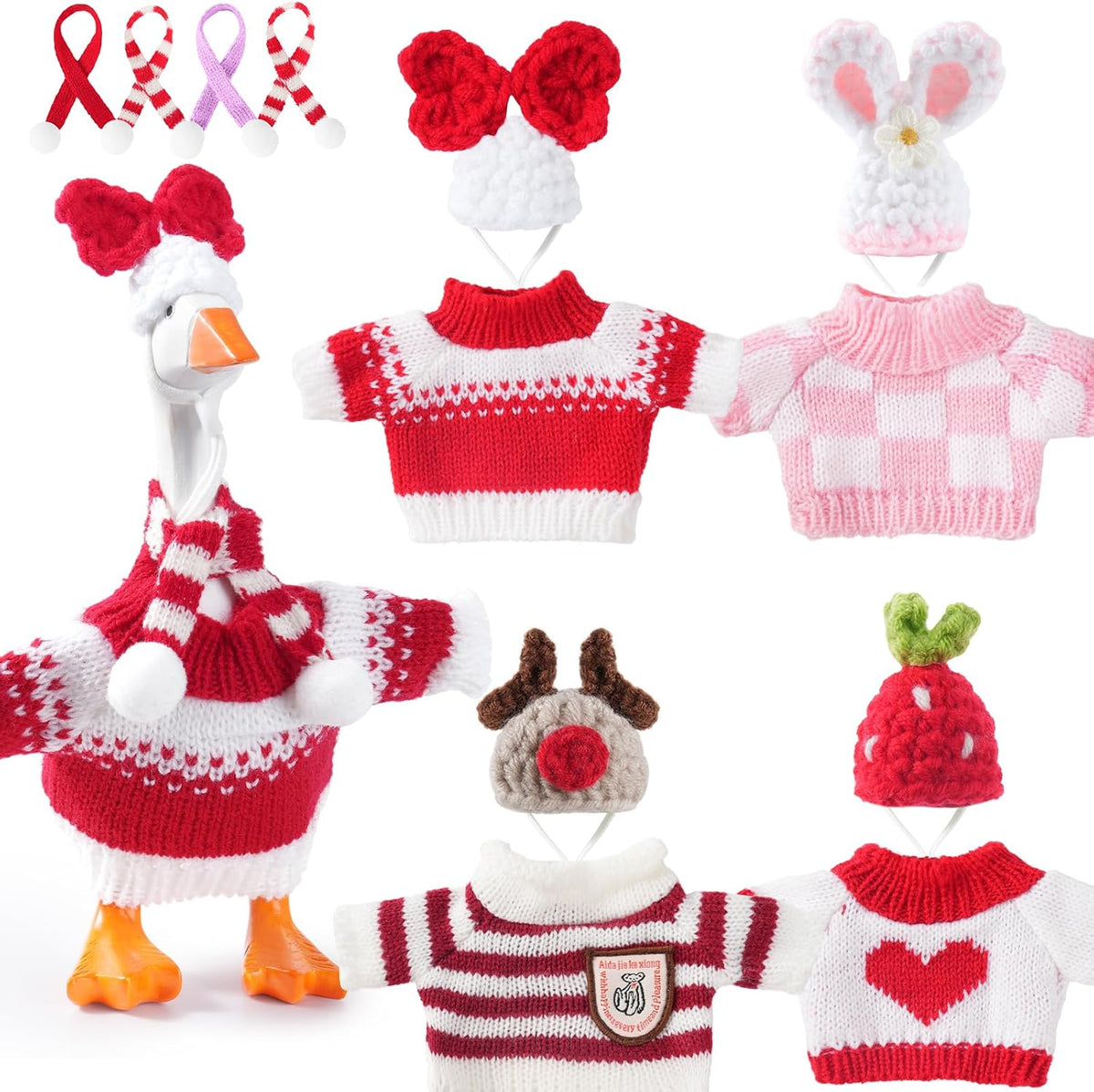 4 Set 7inch Desk Goose Outfits, Mini Desktop Goose clothes Desk Goose Accessories Set for Magnetic Goose Statue - Image 9