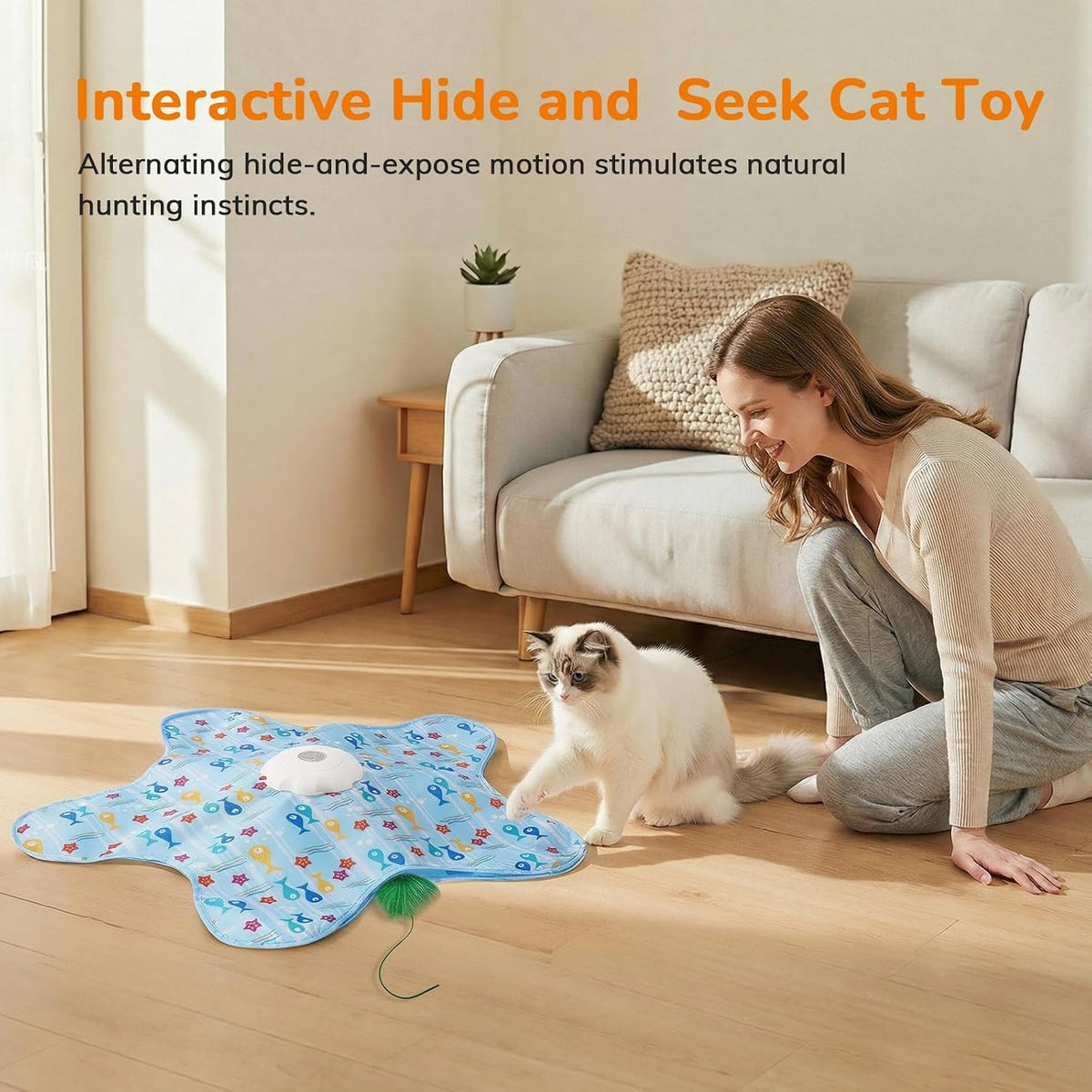 USB rechargeable electronic cat teaser toy motor hub close up view.